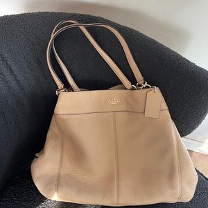Coach cream tan colored soft leather with gold accents Edie